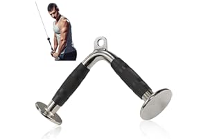 MuscleForge Agarres Poleas Gym de Acero – para Máquinas de Cable: Barra 70 cm, Barra Recta 50 cm, V-Bar, D Giratoria, Doble D – Antideslizante, Rotación 360° – Hogar y Estudio, Bíceps Tríceps Hombros