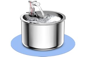 Heroange Cat Water Fountain Stainless Steel, 2L Automatic Pet Water Fountain Cat Bowl, Ultra Quiet Pet Drinking Fountain with Multiple Filters, Dishwasher Safe Dog Water Dispenser