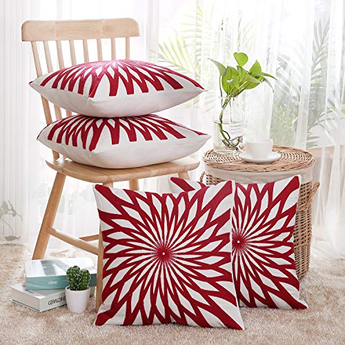 Deconovo Set of 4 100% Cotton Cushion Covers Throw Pillow Case Embroidered with Sunflower Pattern Cu Deconovo Set of 4 100% Cotton Cushion Covers Throw Pillow Case Embroidered with Sunflower Pattern Cu