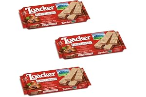 3x Loacker Wafer Napolitaner kex Snack Biscuits våffla med hasselnötskräm 175 g med fina italienska hasselnötter