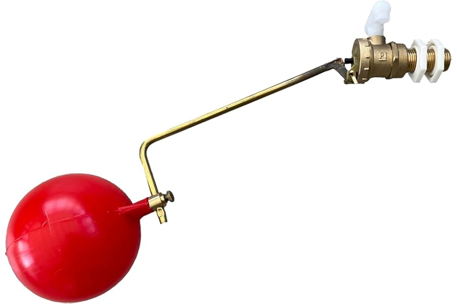 PlumbEZ Adjustable 1/2" Inch Part 2 Ball-Cock Float Valve with Ball/Float for Toilet Cistern & Water Tank, Ball Valve Ballcock for Cisterns & Water Troughs. Part 2 Ball Valve with Float