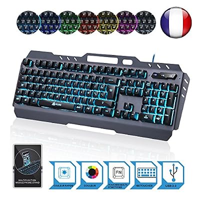 KLIM LIGHTNING - NOUVEAU - Clavier Hybride Semi-Mécanique AZERTY + Choix de 7 couleurs + Garantie 5 ans - Structure en Métal - Clavier gamer gaming jeux vidéos