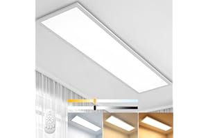 AIMOSEN Plafonnier LED Dimmable 100x25cm avec Télécommande, Lumière forte (28W, Blanc Chaud/Naturel/Froid 2700K - 6500K) Lampe de Plafond pour Bureau, Chambre, Cuisine, Salon