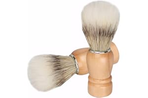 FEBBYA Blaireau de Rasage Homme,2 Pièces Blaireau à Manche en Bois Massif Brosse de Rasage Blaireau Poils de Blaireau Pinceau de Rasage Wooden Shaving Brush pour Homme Nettoyer les Cheveux et la Poussièr