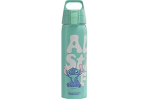 SIGG - Botella de aluminio - WMB One Disney Lilo & Stitch - Fabricado en Suiza - Certificado Climatepartner - Apto para bebidas carbonatadas - A prueba de fugas - Sin BPA - Turquesa - 0,75 L