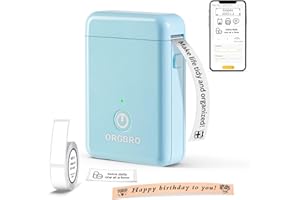 ORGBRO X1 Etiquetadoras, Impresora Térmica de Etiquetas Autoadhesivas Portátil Bluetooth Mini Label Maker Compatible con iOS/Android para Hogar y Oficina - Incluye 1 Rollo de Etiquetas (Azul)