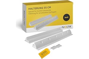 Avoltik Solarpanel Halterung Spoiler 55 cm I witterungsbeständige Solarmodul Halterung aus ABS-Kunststoff I PV Halterung inkl Schrauben I Halterung für Solarmodule in weiß I Solarpanel Montageset
