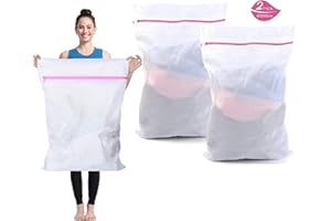 Dantolo Filet a Linge Grande Taille 60x90 cm, 2 Sacs à linge grands avec fermeture éclair, filet à linge pour rideaux, manteaux, pulls, linge de lit, oreillers, tapis, serviettes de bain