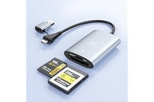 ROCKETEK Lector de Tarjetas CFexpress Tipo B & SD con USB 3.2 (Gen 2) 10Gbps, USB-C & USB-A 2-en-1 Adaptador CFexpress Tipo B & SD/Micro SD CFexpress Card Reader Compatible con Windows/Mac/Linux/Android