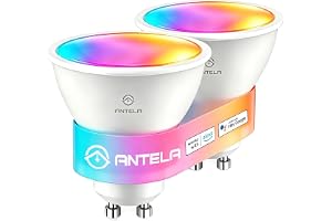 ANTELA Smarta LED-glödlamporna GU10 /5W/400LM,16 Miljoner Olika Färger,Färgtemperatur 2700-6500K, Kompatibel med Google Home och Alexa, 15 000 Timmar,2. WIFI, Kräver inte någon hub