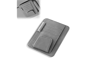 EIYVPRA Auto Sonnenblende Organizer, Leder Aufbewahrungstasche Sonnenblende Tasche für Karten Lizenz Registrierung Stift Brillen Dokument Mit Aufbewahrungsfächern für Sonnenbrillen Karten Stifte