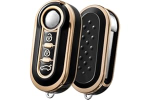OATSBASF Etui na kluczyki samochodowe do FIAT, etui na klucze, odpowiednie do FIAT Lancia, etui na 3 przyciski (J-czarne)