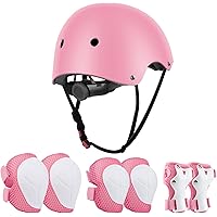 Jim's Store Set di Casco Protezione Bambini, Regolabile Ginocchiere Gomitiere e Protezioni Polso Kit per Skateboard Hoverboar