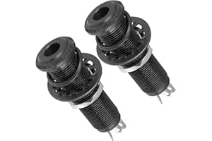 Alriedy 2 Stück Stereo Klinkenbuchse, 6,35 Mm Stereo Klinkenbuchse —4-Zoll-Klinkenbuchse Zylinder-Eingangs-/Ausgangsbuchsen Gitarrenzubehör Kupfer (Schwarz)