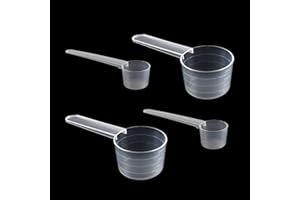 MisFun 4 Piezas Cucharas Medidoras, Cuchara Medidora Gramos de Plastico, Cucharas Medidoras Graduadas Transparente Cuchara Dosificadora de 40ml, Mini Protein Scooper de 5g para Cocina Aceite Café