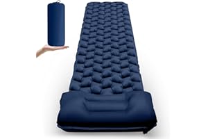 SUNDOM Esterilla Camping, Colchoneta Camping Hinchable Ultraligero Esterilla Inflable Portatíl con Almohada Colchón para Dormir Hinchable para Exteriores, Acampar, Viajes, Senderismo