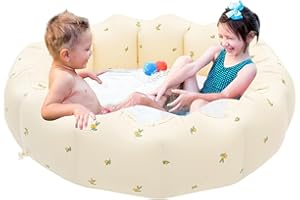 HIQE-FL Baby Planschbecken, Runder Aufblasbarer Kinderpool, 90cm, für Hinterhof, Garten, Balkon