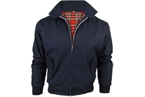 Army And Workwear Harrington Jacket with Tartan Lining British Made Mens Zip Up Classic Bomber