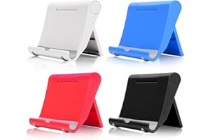 MaNeaz 4 Pièces Support Téléphone Support Smartphone Supports De Téléphone De Bureau Réglables Support De Téléphone Pliable Antidérapant Compatible Smartphone Tablette (Noir Blanc Bleu Rouge)