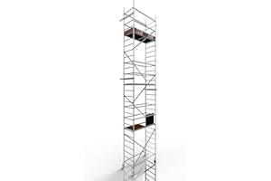 ALTEC Rollfix® 2.0 800 | 8m de hauteur de travail | Roues pivotantes avec frein (Ø125mm) | Ancrage mural | Made in Germany | TÜV | Charge admissible 200kg/m² | DIN EN 1004-1 | Echafaudage aluminium