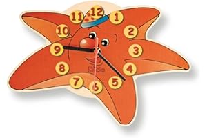 Dida - Stella Marina, Orologio da Parete per Bambini con Animali in Legno, Arreda e Rallegra la Cameretta dei Bimbi e ogni Ambiente della Casa, Prodotto Made in Italy