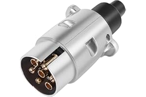 Dasing 7 Pin Trailer Plug Socket Heavy Duty Round Pin 7-Pole Wiring Connector 12V Towbar Towing Caravan Truck Plug N Type Trailer End