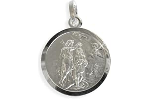 Viennagold Heiliger Johannes Medaille Anhänger 16mm echt Sterling Silber 925 (213050) Gratis Express Gravur