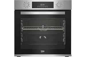 Beko BBIM12300X b300 Einbau-Backofen, 60 cm Backofen, 72 l Volumen, Dampfreinigung SteamShine, 8 Heizarten, AeroPerfect für gleichmäßiges Backen, Multifunktionsofen, Edelstahl