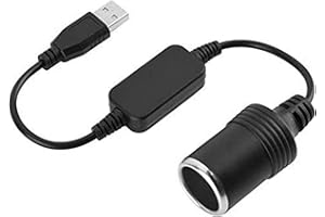 BYARSS da USB a 0,6 m 5 V da USB a 12 V Auto Presa accendisigari Portatile Convertitore Femmina Cavo Adattatore per accendisigari Auto Aspirapolvere Auto Registratore di Guida