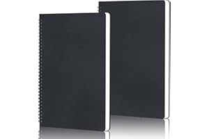 Yarotm - Carnet de Notes A4 Cahier Spirale Bloc Note Croquis - Lot de 2 Cahiers Pointillé a Point - 100g Papier 120 Pages - Noir Couverture Rigide