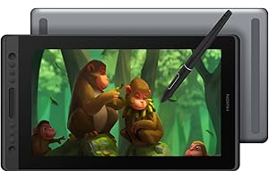 HUION Kamvas Pro 16 Tavoletta Grafica con Schermo in Vetro Laminato Antiriflesso Display Penna 120% Monitor Grafica sRGB Supporto Inclinazione Funzione (± 60 °) Penna Senza Batteria
