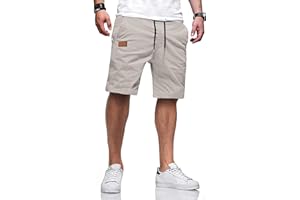 TARAINYA Pantalones Cortos Hombre Verano Algodón con Bolsillos Cintura Elástica Casual