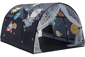 Pratvider Bettzelt für Kinder - Einzelbettzelt Canopy House - Betthimmelzelte Dream Privacy Space Single Size Schlafbett mit Sichtschutzvorhängen