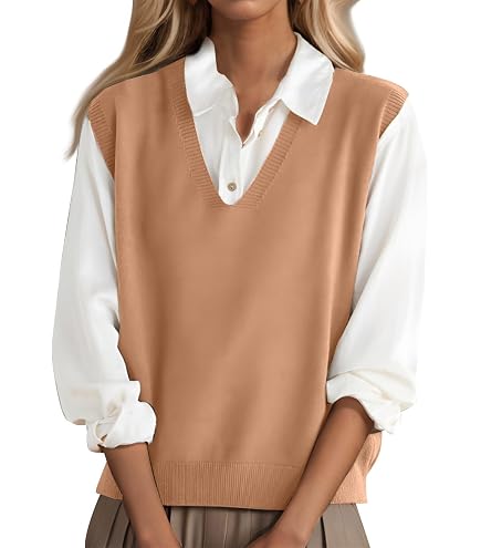 Tricot Pull Sans Manches Col V Femme - Gilet Boutons Latéraux Lettre Amour Jacquard M Jaune