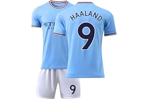 Resplend 2023/2024 Maglie da Calcio Manchester Cities Home Team, PSG Calcio T-Shirt con Calzini Shorts per Bambini Adulto Pantaloncini Sportiva Uomo Bambino,Maglia Haaland Man City Bambino