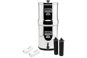 Royal Berkey Water Filter Complete with 2 Black Purifiers Elements With 2 PF-2 Fluoride Filter~Filtration System UK Stainless Steel
