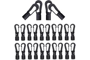 Belvanr Moschettone in Corda Plastica 50 Pezzi Gancio in Plastica per Corda di Gomma 8mm,Autolock Moschettoni in Plastica per Corde Elastiche Multiuso Spansione in Gomma Gancio di Corda Nero