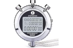 LAOPAO Cronómetro de Metal, Cronómetro, 1/100 Segundos Tiempos 100 Unidades Memorias Impermeable Cronómetro Electrónico para Deportes al Aire Libre