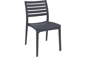 ‎CLP CLP Gartenstuhl Ares aus Kunststoff l Küchenstuhl belastbar bis 160 kg l Wasserabweisender, UV-beständiger Stapelstuhl, Farbe:dunkelgrau