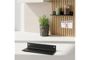 Steinmine - Designmanufaktur Wandregal Metall schwarz matt – Metallverschraubung - kein Bohren – Zubehör für Akustikpaneele (44cm x 13cm)