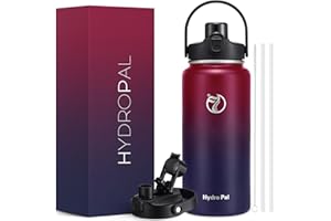 HydroPal Trinkflasche Edelstahl -1200ml mit Strohhalm und Henkel, BPA-Frei, Kohlensäure geeignet, Thermosflasche Metall, Aesthetic trinkflasche für Fitnessstudio, Sport, Reisen