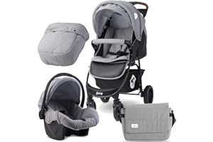 Poussette combinée duo 2 en 1 avec siège auto DAISY SET Lorelli gris
