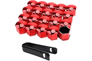 REQAG 20 Piezas Tapas de Tornillos Tapas de Tuercas Tapas Nuez Universal, Cubre tuercas de 17 mm con 1 clip negro- No Apto para el Q7