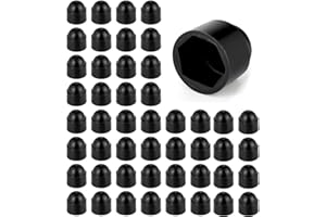 DOJA Barcelona Tappi di Protezione Esagonali - Confezione da 50 - M6: Nero, Facile Installazione, Copri Bulloni con Regolazione Ideale e Copri Dadi - Copertura per Viti in Plastica e Resistenti