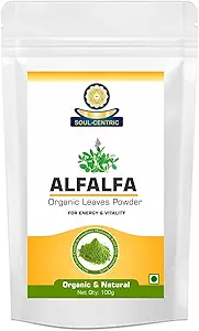 Soul-Centric Organic Alfalfa Leaves Powder 100g for for Multi Vitamins, Chlorophyll, Proteins.