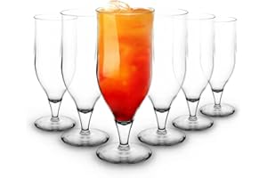 RBDRINKS RB Vasos de Cocktail Hurricane Plástico Premium, Vasos de Fiesta Long Shot, Vaso de batido Irrompible e Reutilizable para Zumos, Cócteles, Cervezas y Agua 33cl, Set de 6