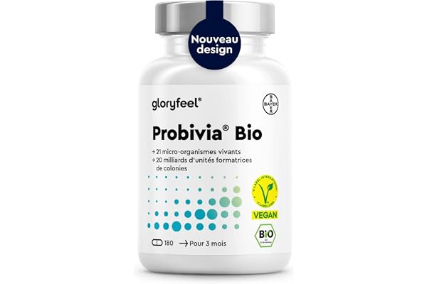 Bio Probivia, Ferment Lactiques Biologiques avec de l'Inuline, 180 Capsules Végétaliens (2 mois), 20 Milliards d'UFC par Jour pour la Flore Intestinale, Soutien la Digestion, Complément Alimentaire