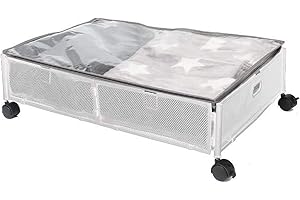 kebyco Rangement sous lit à Roulettes Pliable des vetements ou linge de lit etagere bac de rangement casier (Blanc)