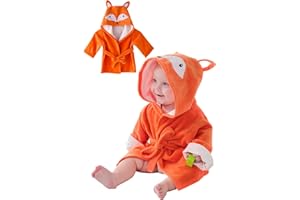 DIVINGBIRDS Baby Boys Girls Dressing Gown Viscose Bamboo Bath Robe, Qiuck Dry Bathrobe Soft Towel Robe with Cute Animal Design 0-4 Years