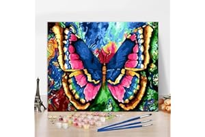 TISHIRON Malowanie według liczb dla dorosłych, motyl malowanie według liczb, dla dorosłych, dekoracja ścienna, malowanie kwiatów według liczb, dla dorosłych i początkujących, 40 x 50 cm, prezent dla dzieci i dorosłych